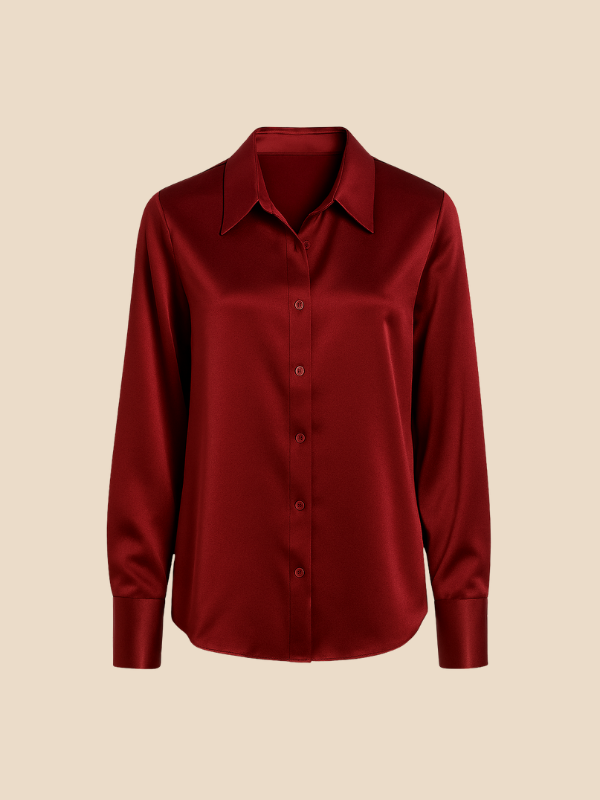 Chic long sleeve button blouse, women's versatile office wear.