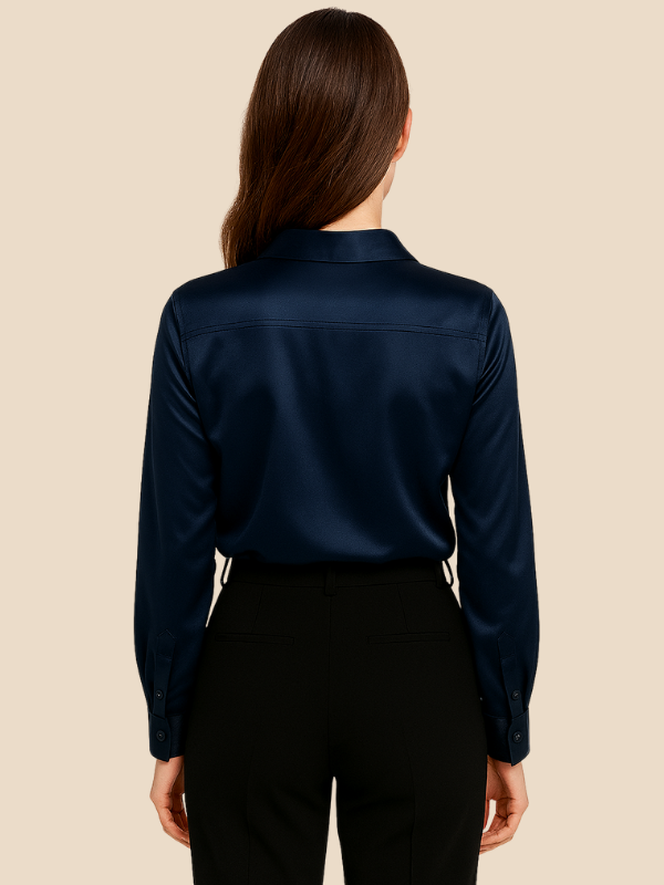 Elegant women's work blouse, long sleeve with functional buttons.
