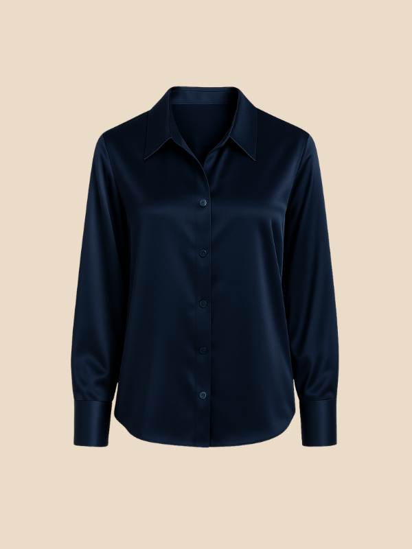 Long sleeve button blouse, women's apparel for professional and business casual looks.