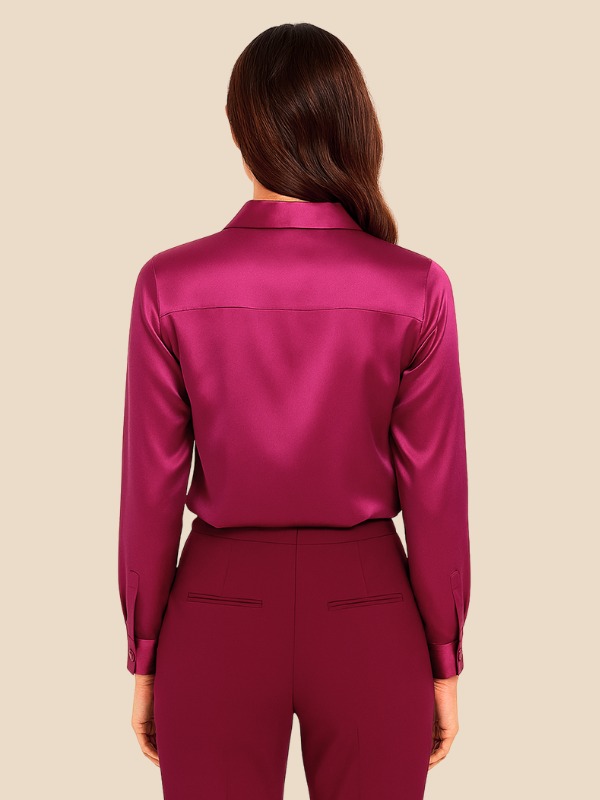 Women's elegant long sleeve button-up blouse, perfect for diverse styling.