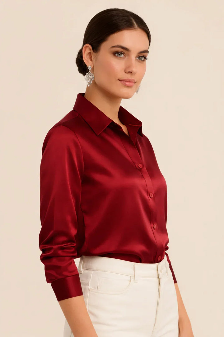 Professional women's elegant top with buttons for the office.