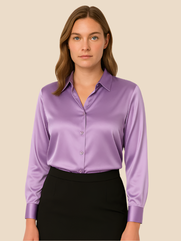 Elegant women's long sleeve button blouse, perfect for business and casual.