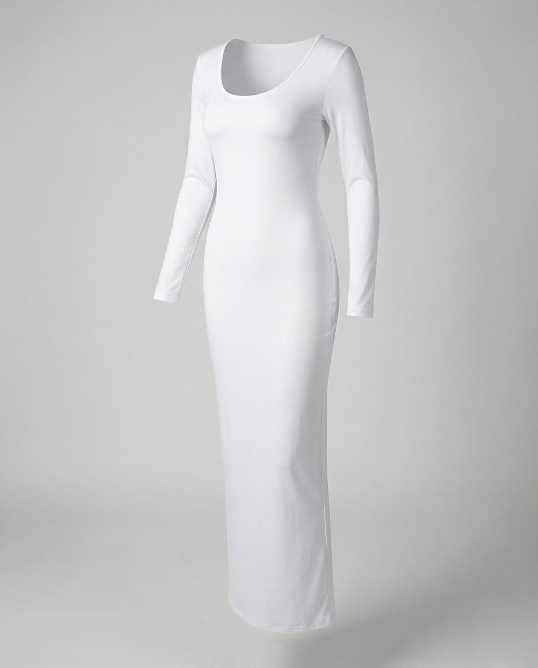 Chic women's bodycon maxi dress, long sleeve & scoop neck design, figure-flattering stretch fit.