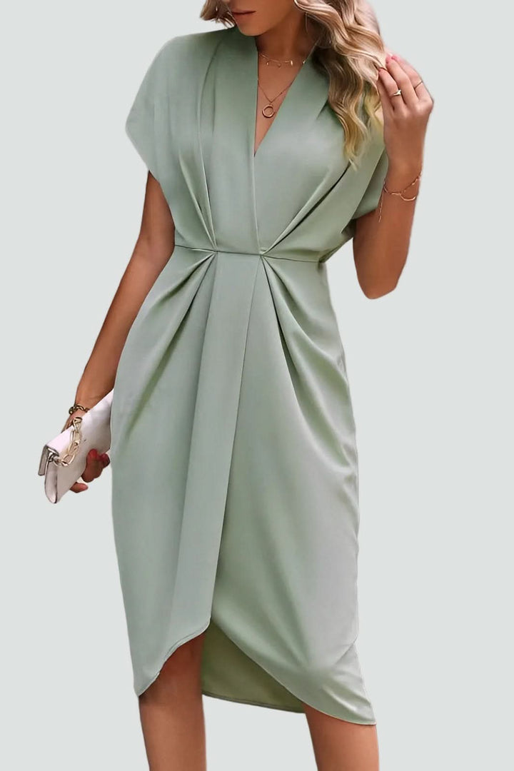 Long sleeve midi wrap dress for women, versatile fashion, elegant & comfortable fit.