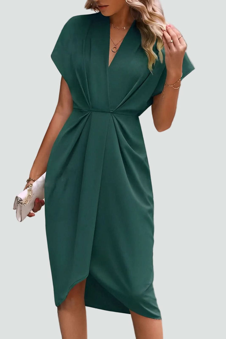 Stylish women's party midi wrap dress, ideal for special occasions & evening wear.