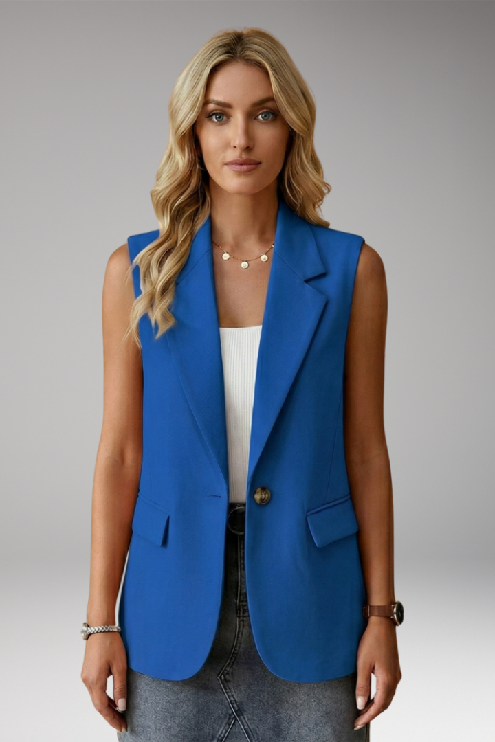 Women's stylish sleeveless blazer, a versatile top that elevates your smart casual look.