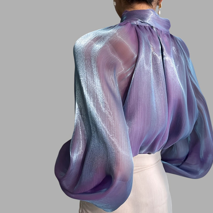 Stylish women's puff sleeve top, an elegant and lightweight blouse for workwear or fashion.