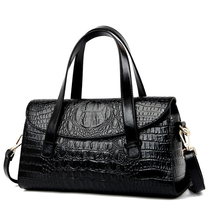 Burgundy women's shoulder bag, chic with crocodile embossing. A versatile and elegant everyday handbag.
