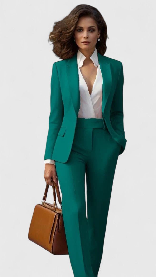 Sophisticated straight leg pants, part of a women's tailored suit. Ideal for formal wear, business & office events.