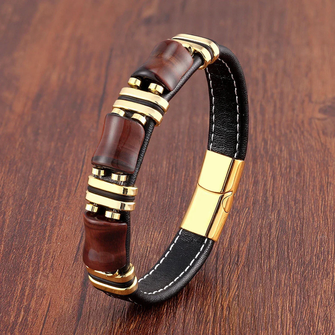 Women's elegant Tiger's Eye natural gemstone bracelet. Adjustable, stylish jewelry for her.