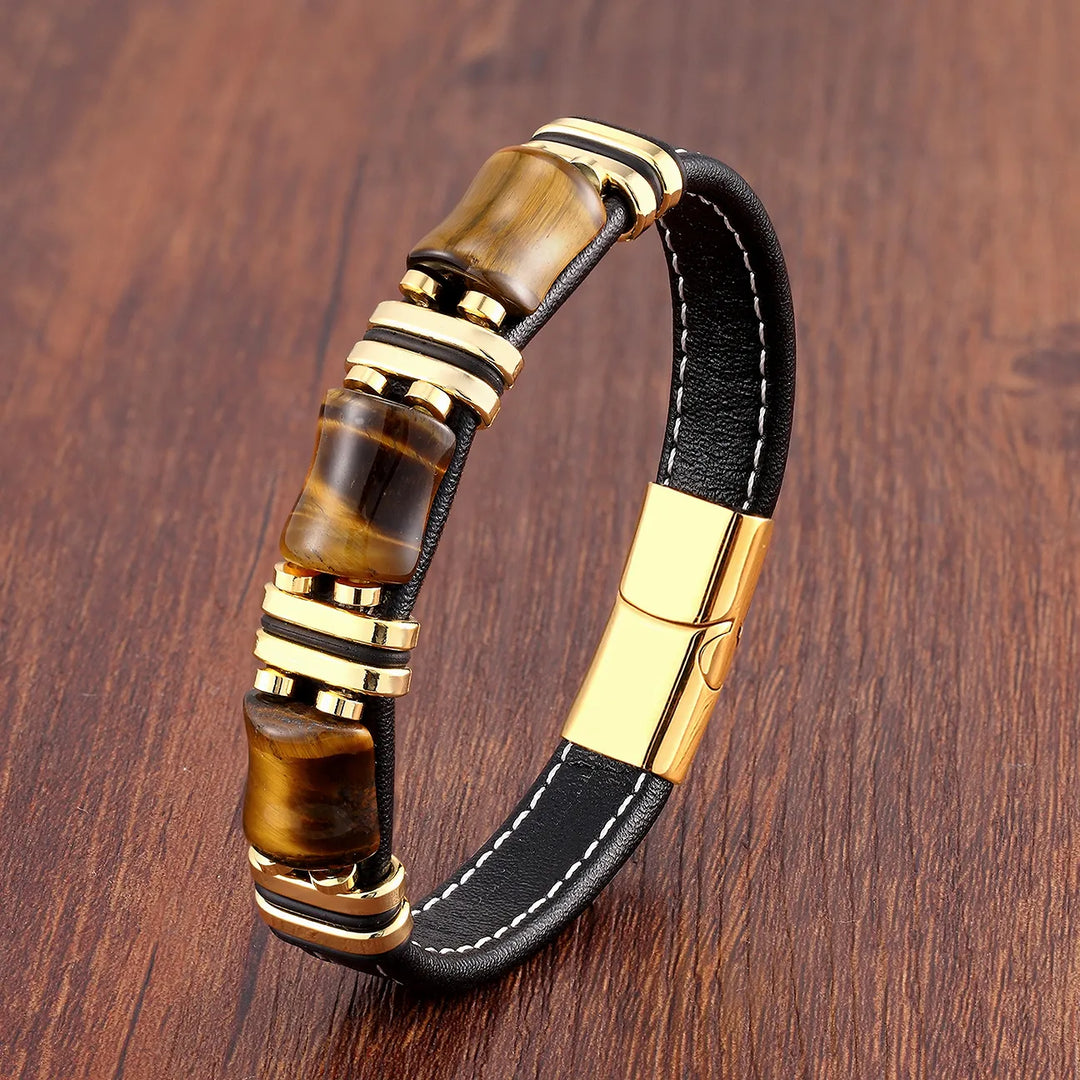 Stylish women's Tiger's Eye gemstone bracelet. Natural stone, adjustable fit. Perfect elegant jewelry gift.
