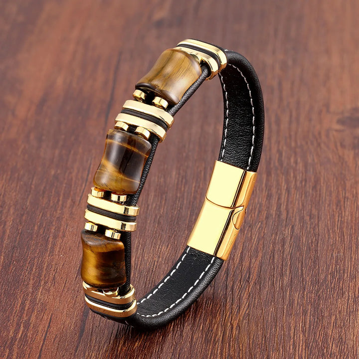 Stylish women's Tiger's Eye gemstone bracelet. Natural stone, adjustable fit. Perfect elegant jewelry gift.