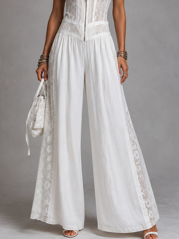 Versatile women's white V-neck wide-leg jumpsuit, an elegant choice for any party or occasion.
