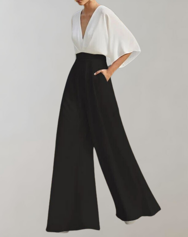Women's elegant wide leg jumpsuit, a chic choice for formal evening wear and special events.