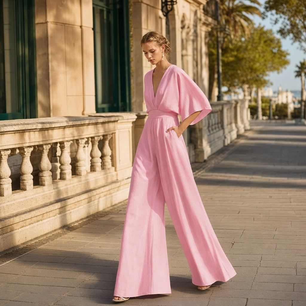 Chic women's wide leg jumpsuit, perfect evening wear for parties or formal events. Elegant & versatile.