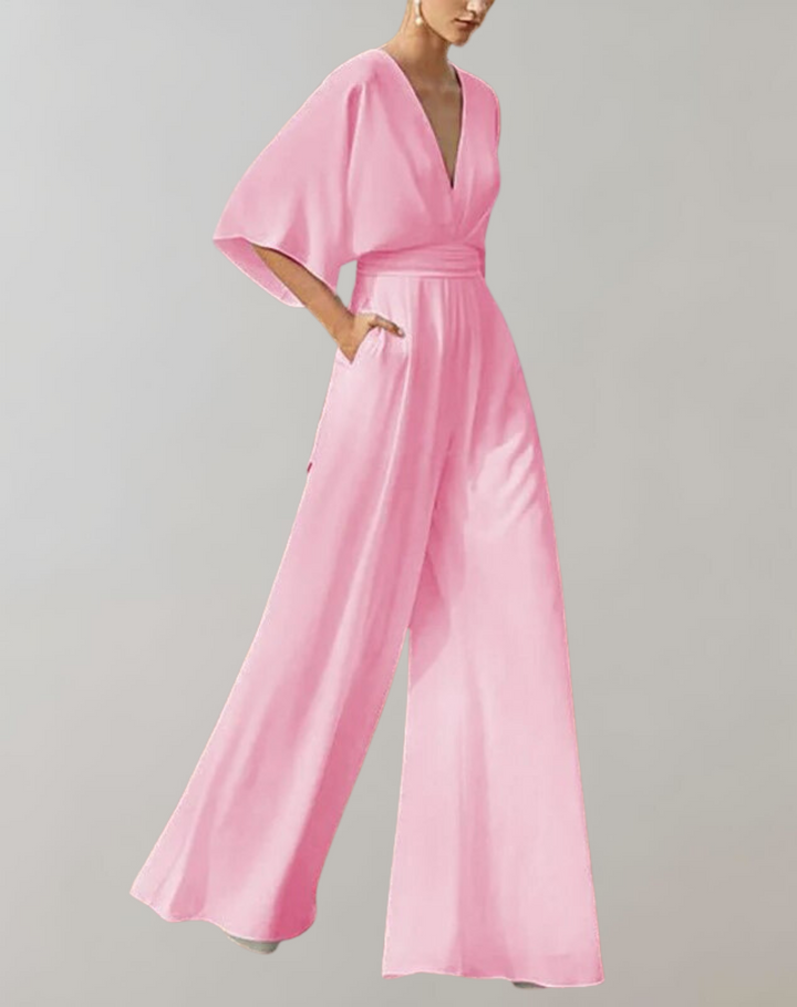 Stylish women's wide leg evening jumpsuit. A perfect party outfit for an elegant & chic look.