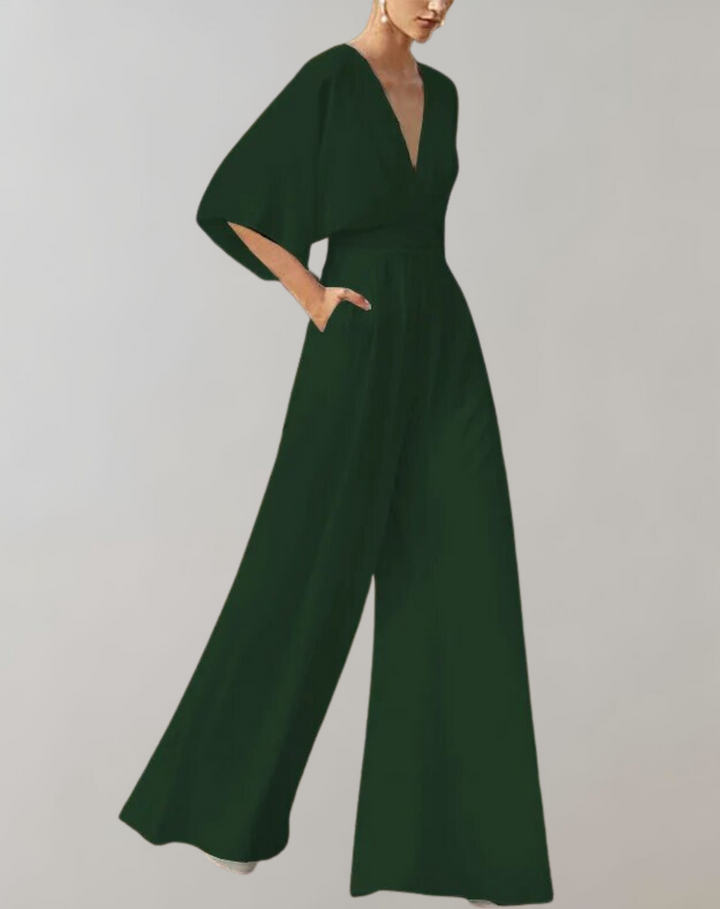 Versatile women's wide leg evening jumpsuit. Elegant formal wear for special occasions & parties.