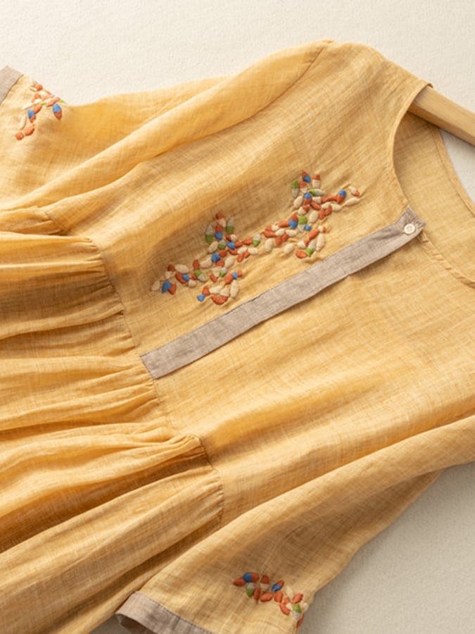 Relaxed fit women's embroidered dress, perfect for comfortable and stylish boho summer outfits.