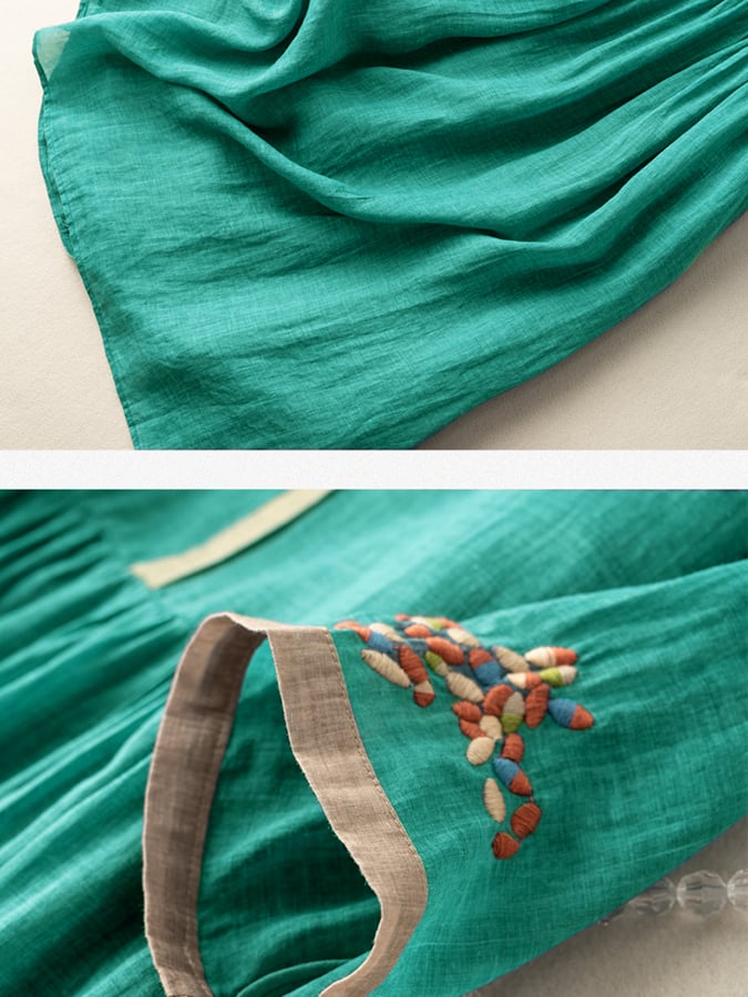 Stylish women's embroidered loose fit dress, ideal for comfortable, flowy, and casual boho summer.