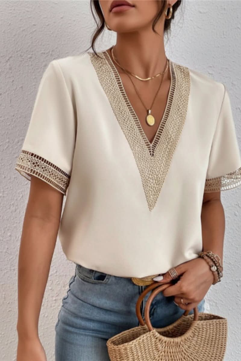 Chic women's pullover t-shirt, versatile short sleeve top, comfortable basic for everyday fashion.