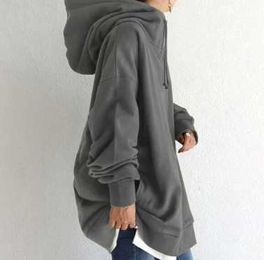 Women's everyday relaxed fit full zip hoodie. Comfortable & cozy hooded sweatshirt for casual wear.