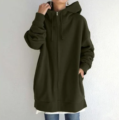Versatile women's full zip hoodie. Relaxed fit, ideal for fall fashion, winter style & cozy days.