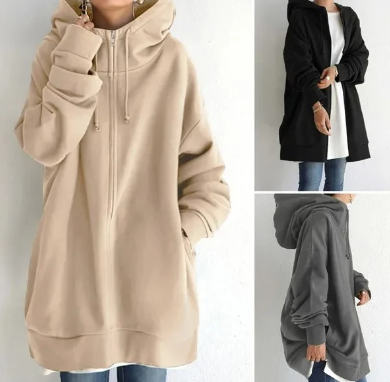 Comfortable women's everyday full zip hoodie. Soft, relaxed fit perfect for casual layering.