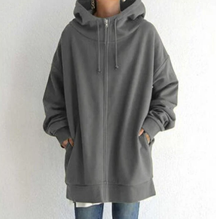 Stylish women's full zip hoodie. Relaxed fit, perfect for fall fashion & winter layering.