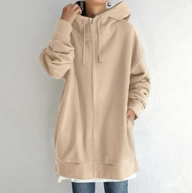 Everyday women's hooded sweatshirt with full zip. Comfortable, relaxed fit for casual style.