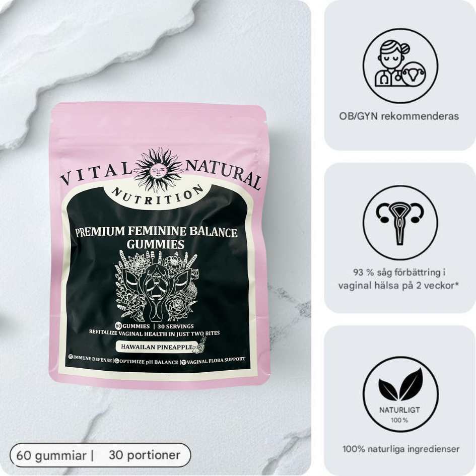Plant-based FemVera pH Balance Gummies for intimate freshness. Natural support for women's vaginal health & wellness.