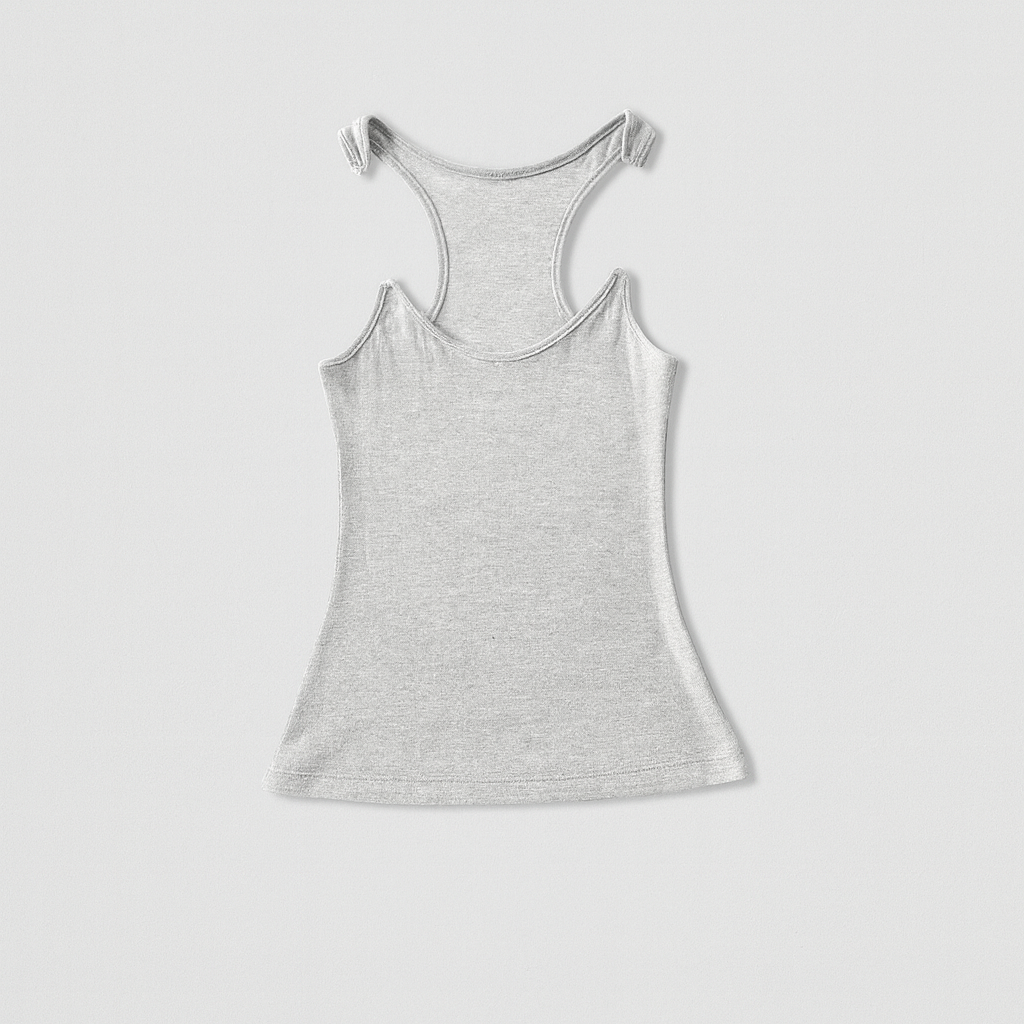 Basic women's fitted tank top, a versatile summer essential with invisible straps for casual or dressed-up wear.