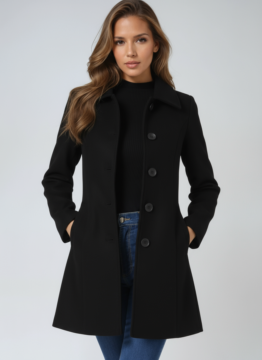 Stylish women's fitted trench coat, perfect for elegant office style & autumn fashion.