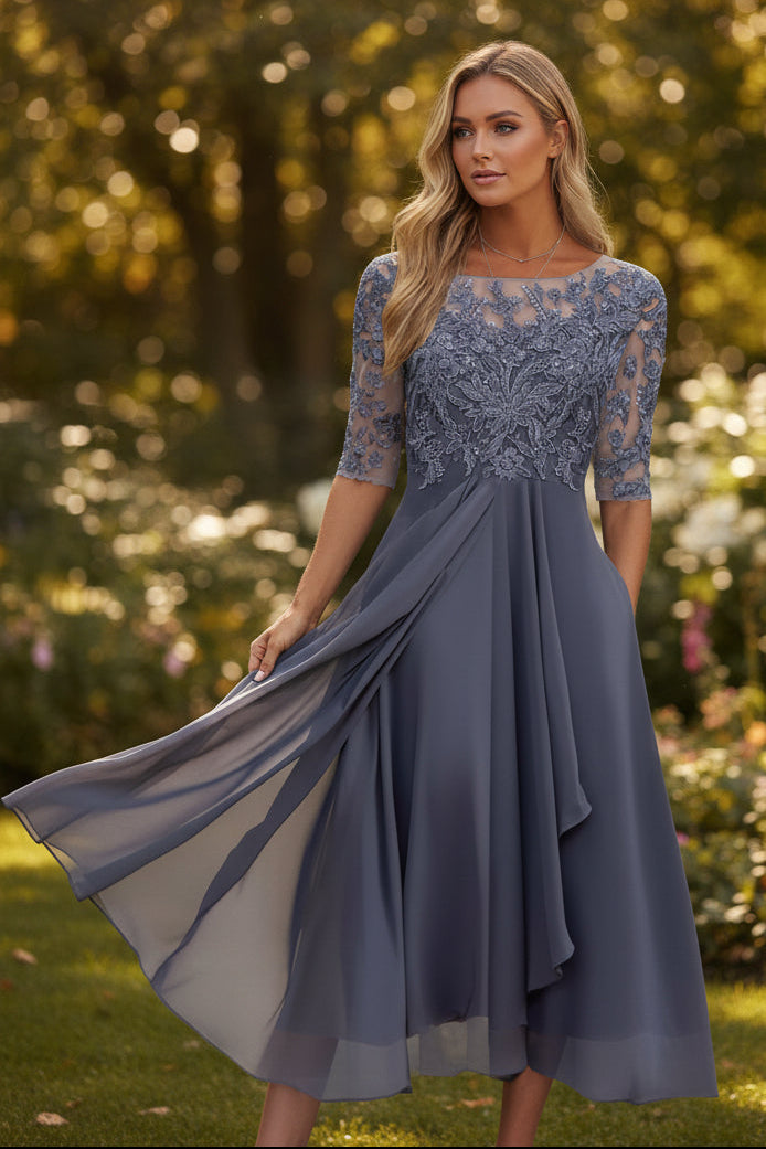 Elegant women's high-waist flared midi dress, versatile for everyday wear & effortless style.