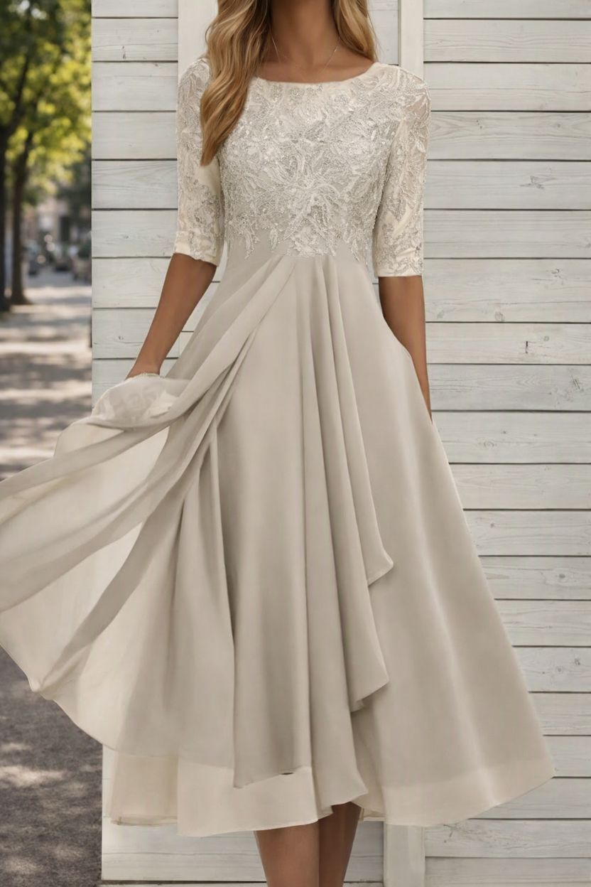 Stylish women's high waist flared midi dress, designed for a comfortable, flattering, and chic look.