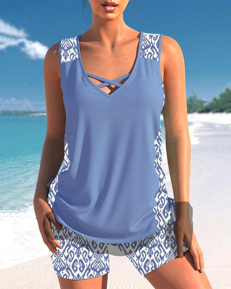 Comfortable women's two-piece tankini, perfect for enjoying summer at the pool or on resort trips.