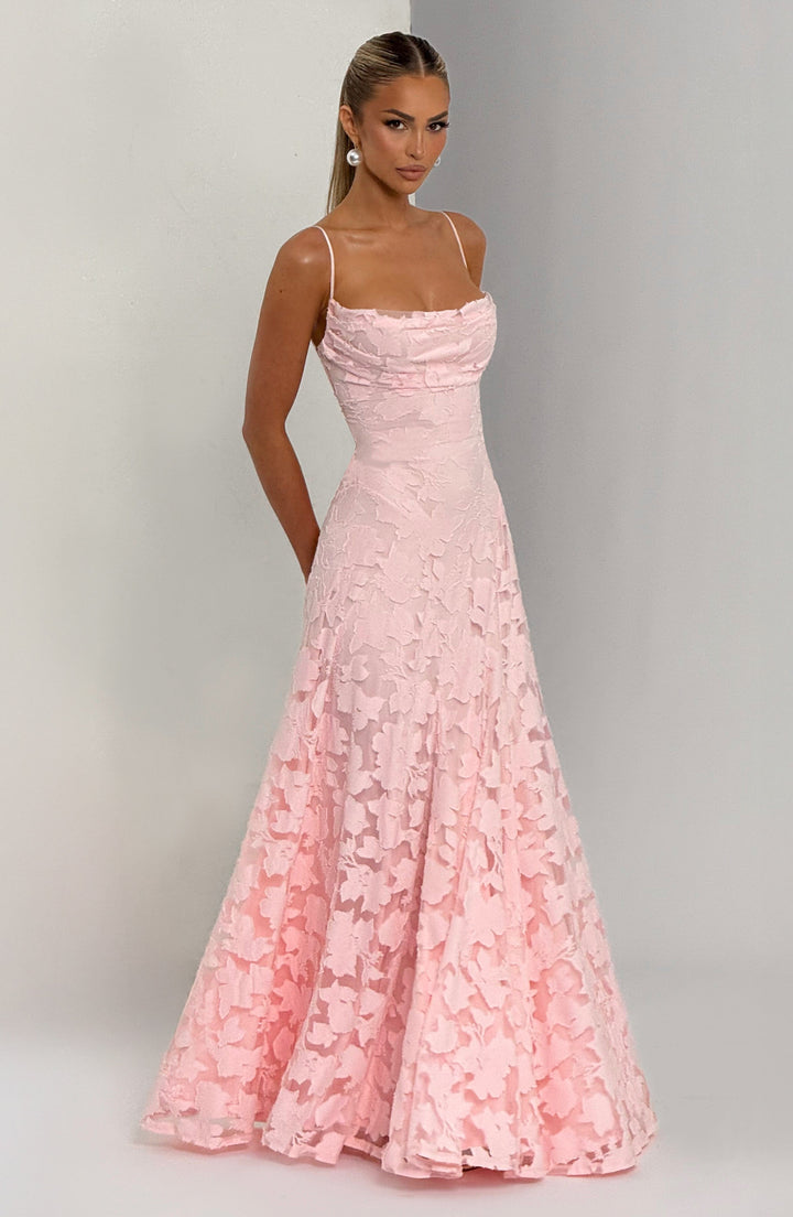 Elegant floral maxi dress for women's fashion, with a beautiful draped neckline.