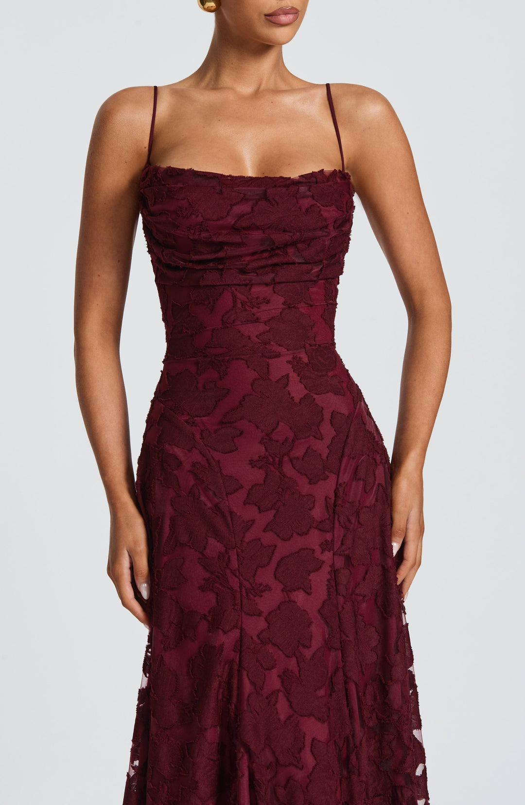 Lace-up back floral maxi dress, women's elegant evening wear, with a flowing A-line cut.