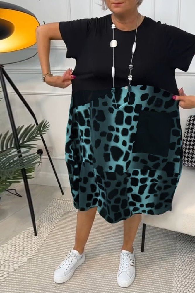 Vibrant Floral Midi Dress for women, waist-defined, available in black, blue & green for summer.