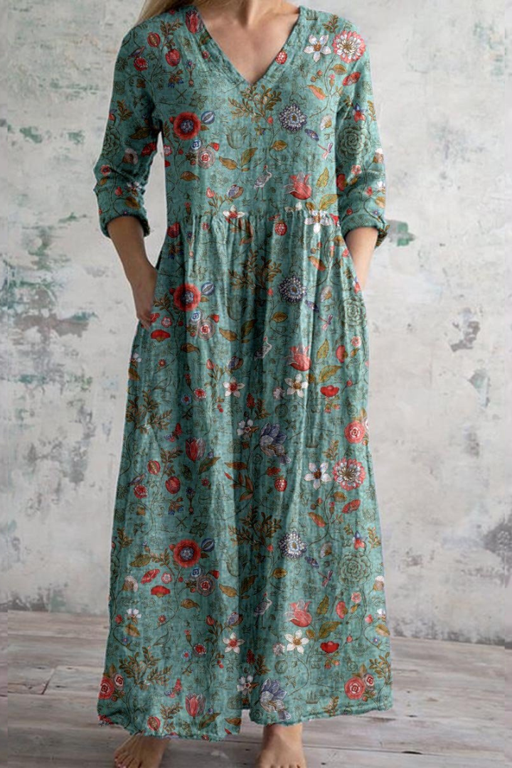Women's flowing maxi dress, perfect for comfortable spring & summer wear. Lightweight and elegant casual dress.