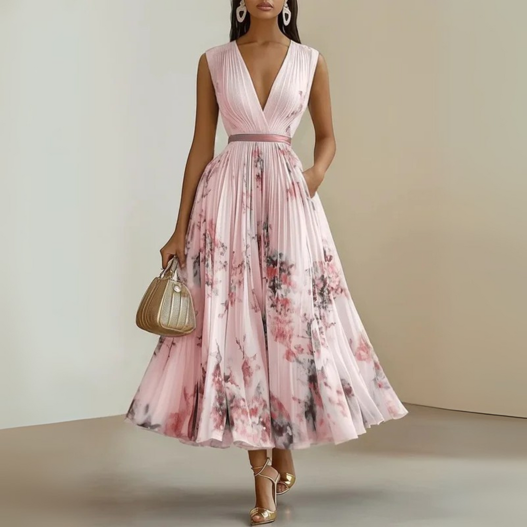Comfortable women's summer maxi dress, sleeveless and flowing, ideal for casual wear or vacation.