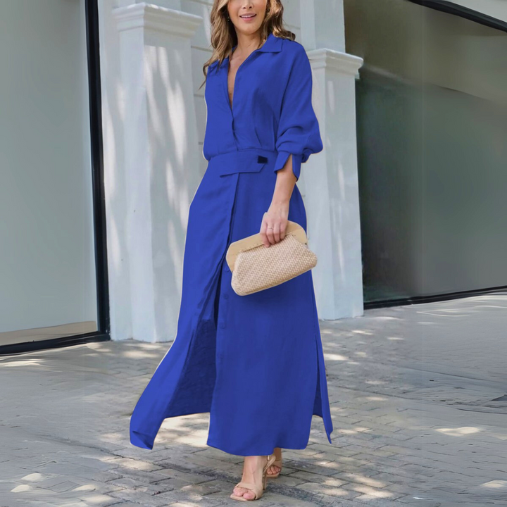 Comfortable women's summer V-neck maxi dress, a flowing and versatile casual fashion piece.