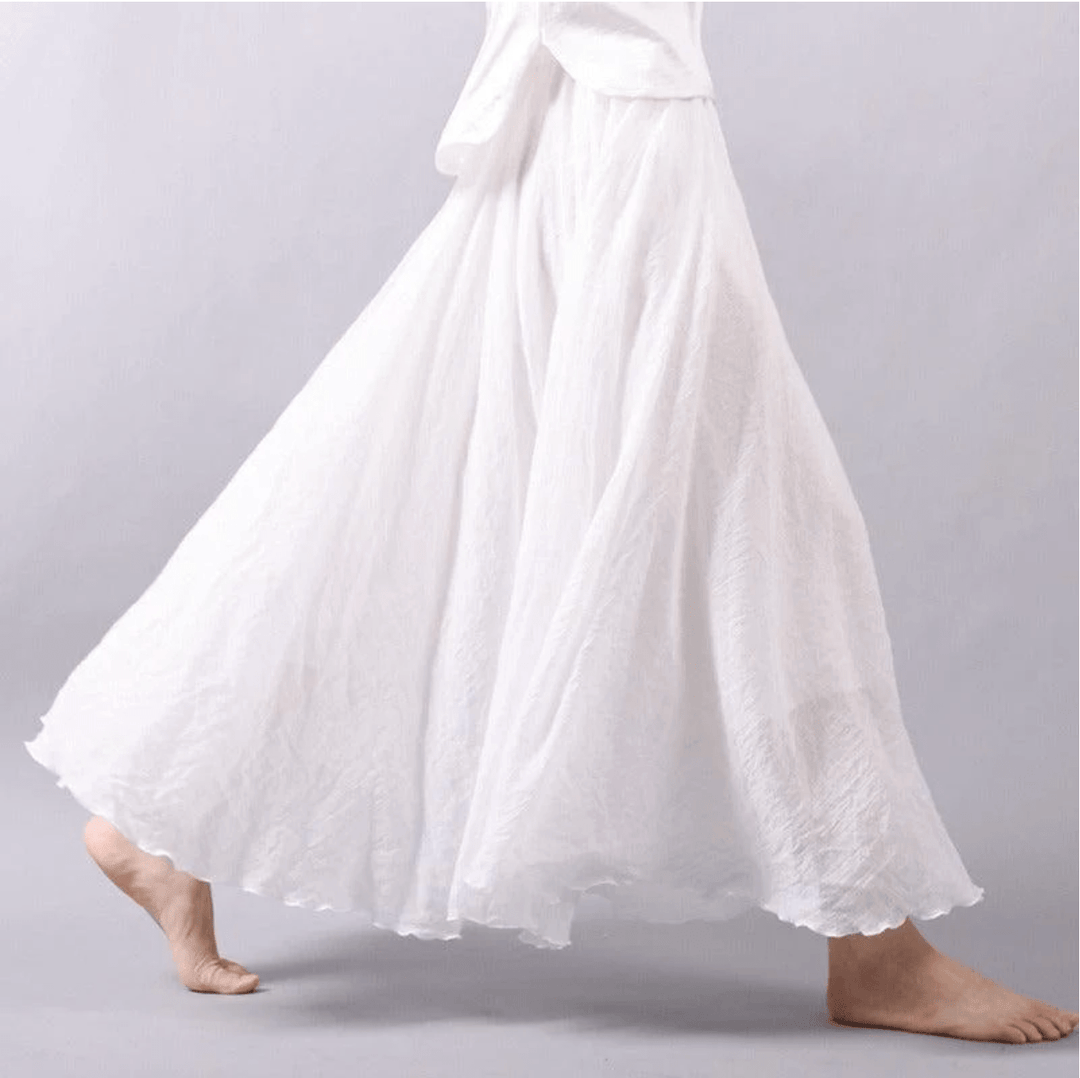 Women's flowy A-line maxi skirt for beach & summer fashion. Comfortable, elegant, and perfect for vacation.