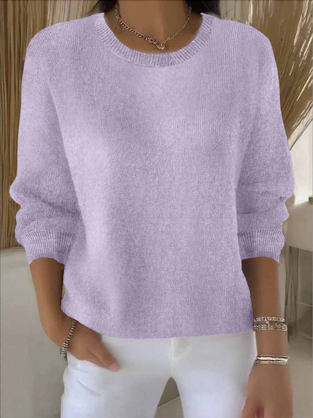 Autumn winter flowy women's sweater. Casual chic knit top, versatile for everyday layering.