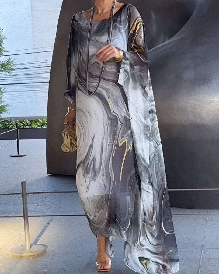 Comfortable women's flowy midi dress. Tummy control and flattering fit for everyday casual or elegant wear.