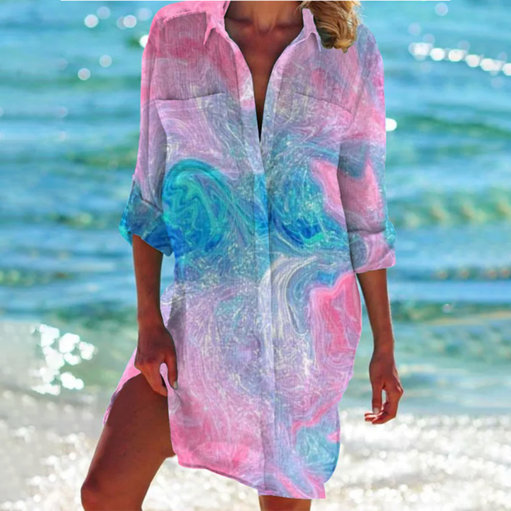 Effortless style: Women's printed summer top with handy pockets, comfortable & chic.