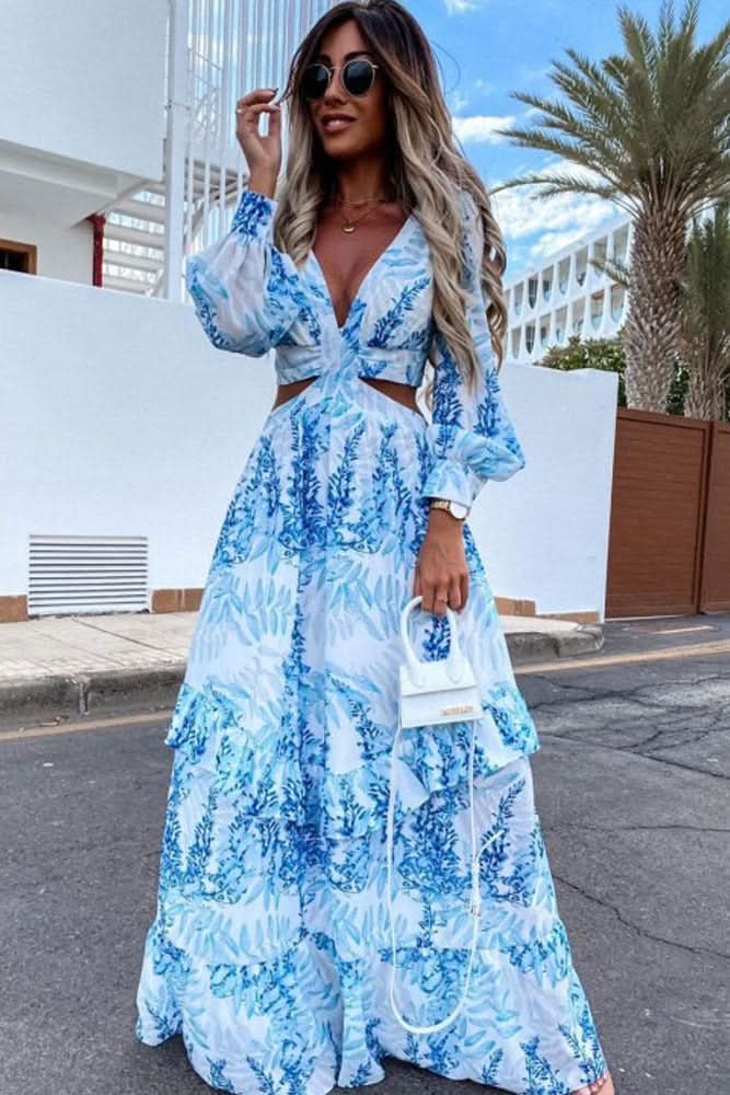 Women's flowy summer maxi dress for effortless everyday elegance. Perfect long casual or evening wear.