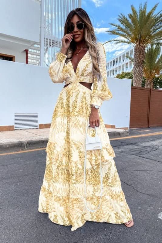 Versatile women's flowy maxi dress, suitable for summer day dress, evening, or resort wear. Effortless elegance.