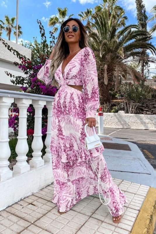 Casual yet elegant women's flowy maxi dress for summer. Long, comfortable, and perfect for vacation or daily wear.