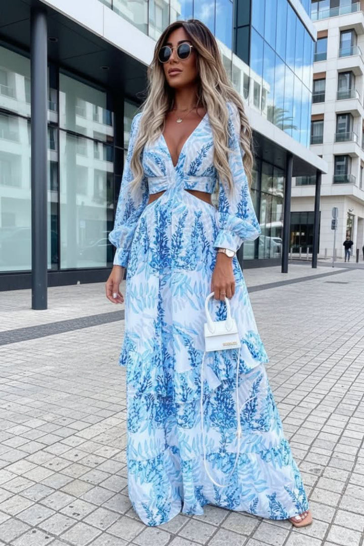 Vibrant women's long summer maxi dress. Flowy design for effortless style, perfect for day, evening, or vacation.