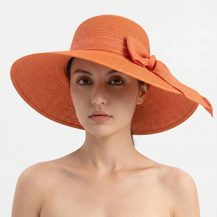 Fashionable women's wide brim travel hat, easily packable and offering crucial sun protection for any vacation.